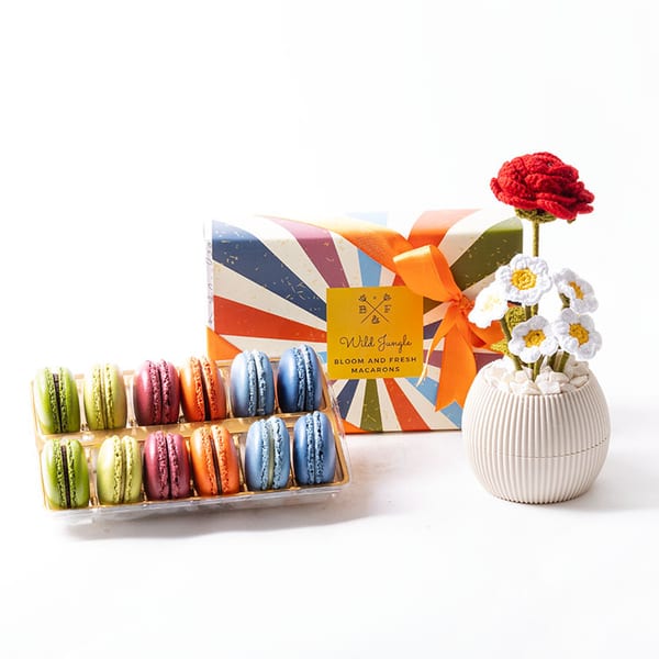 Wild Jungle Macarons (12'li) & Solmayan Gül ve Papatya Bundle — görsel 3